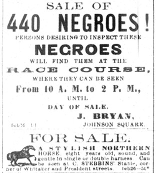 Joseph Bryan's advertisement in The Savannah Daily Morning News, February 26, 1859.