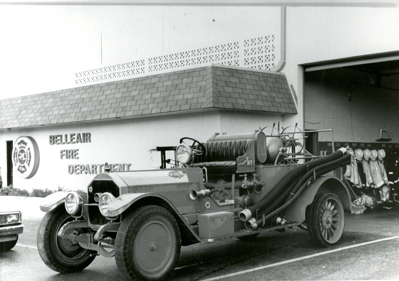 1919 La France fire engine at the Belleair Fire Department, Belleair, Florida, undated. This engine is now at Heritage Village in Largo, Florida. 