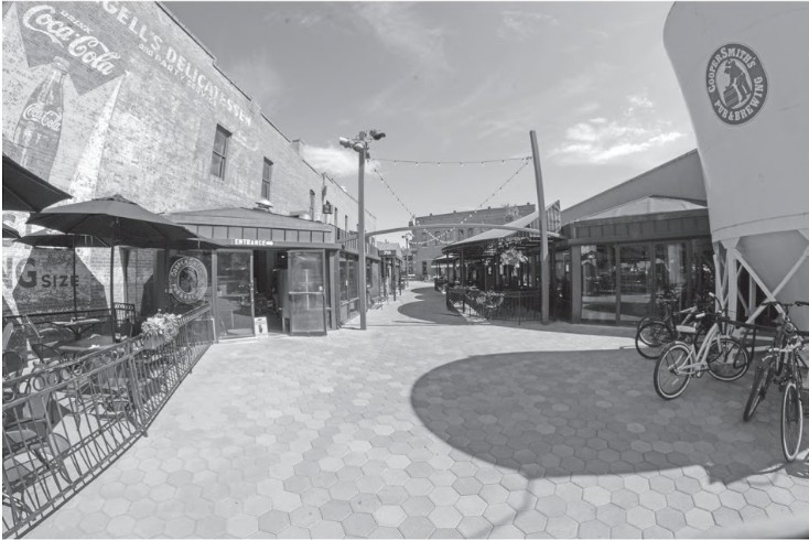 Entry of the two sides of the PubBrewery into Old Town Square. (Courtesy of Fort Collins Beer: A History of Brewing on the Front Range)