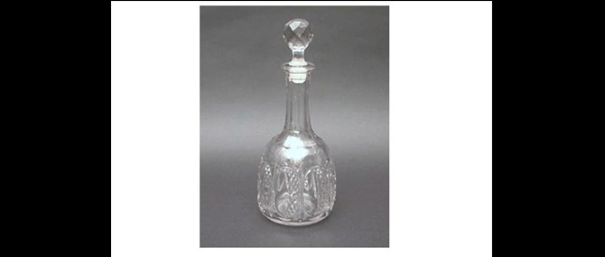 Decanter with stopper, Julius Proeger (American), Huntington Tumbler Co., Huntington, West Virginia, United States, about 1898-1905. 