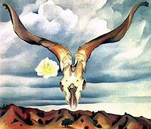 O'Keeffe's Ram's Head White Hollyhock and Little Hills (1935)