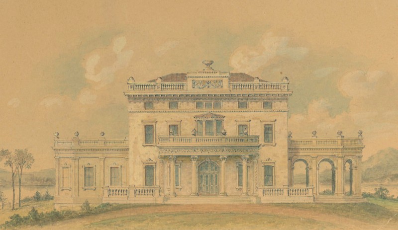 Drawing of Montgomery Place by Architect Alexander Jackson Davis