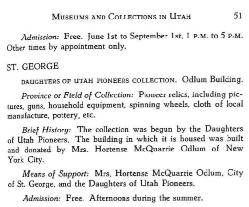 1953 description of McQuarrie Museum (Tull and Stites in Utah Historical Quarterly V. 21:51)