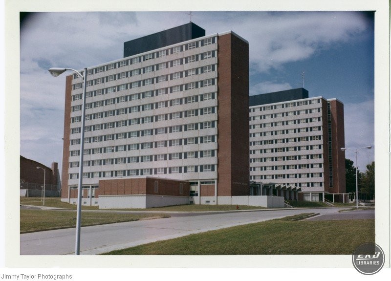 Todd and Dupree Halls shortly after completion. Jimmy Taylor Photographs.