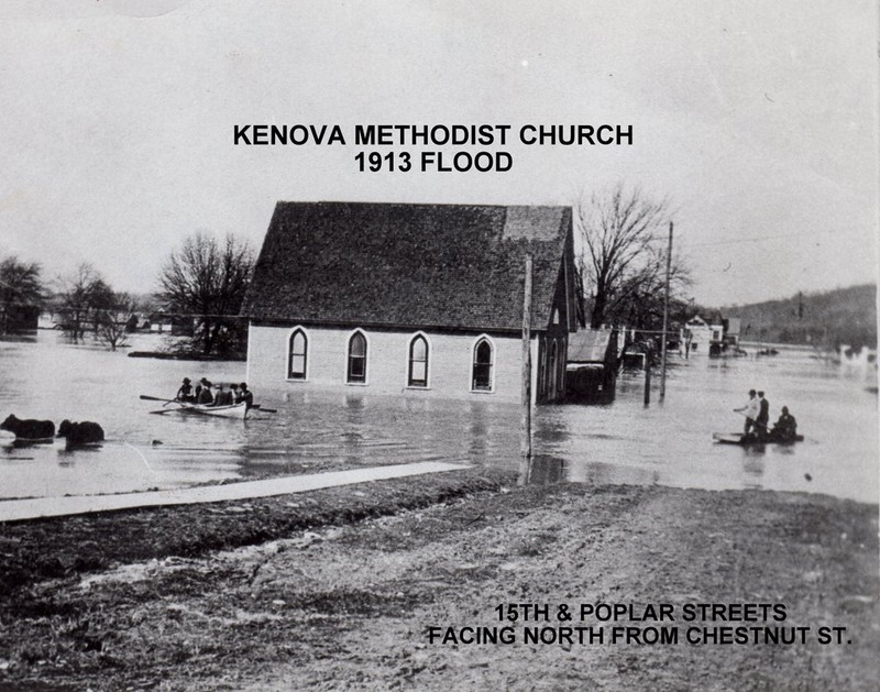 The original 1896 sanctuary during the Flood of 1913. 