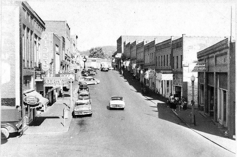 Aide's department store sign can be seen in image.  Photo taken ca. 1950.  