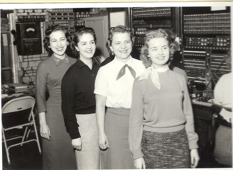 Mt.Hope Telephone Switchboard office was located on the second floor of the First National Bank building. As seen in image, Susan Spade in the white blouse and Dixie Painter is in the Black top,