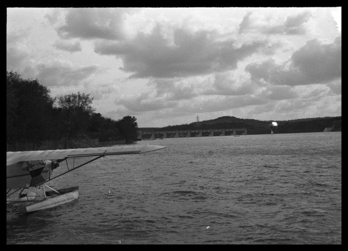 Lake Austin and Tom Miller Dam in 1940, photo by Neal Douglass from the Portal to Texas History.