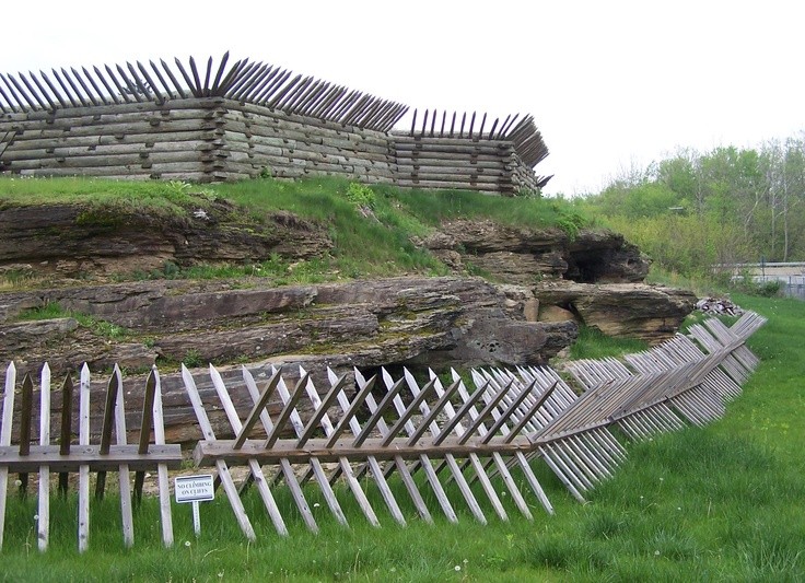 The defensive works of Fort Ligonier, a French and Indian War era fort reconstructed in the mid-twentieth century.