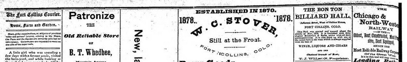 Advertisement in the Fort Collins Courier for Bon-Ton Billiard Hall dated March 13, 1879.