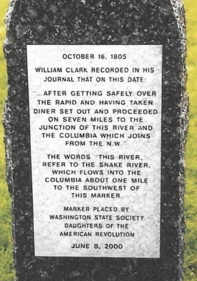 Excerpt: October 16, 1805 "...After getting safely over the rapid and having taken diner set out and proceeded on seven miles to the junction of this river and the Columbia which joins from the N.W."