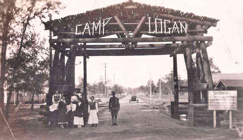 An entry gate into Camp Logan