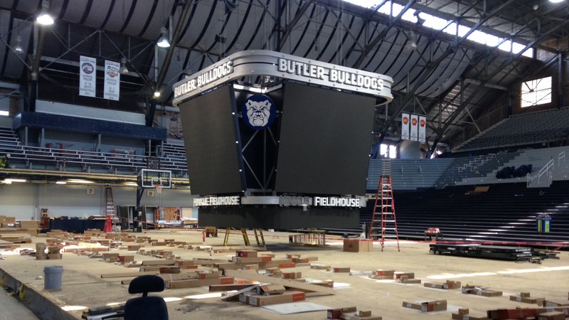 This new video scoreboard was added to Hinkle in 2014.