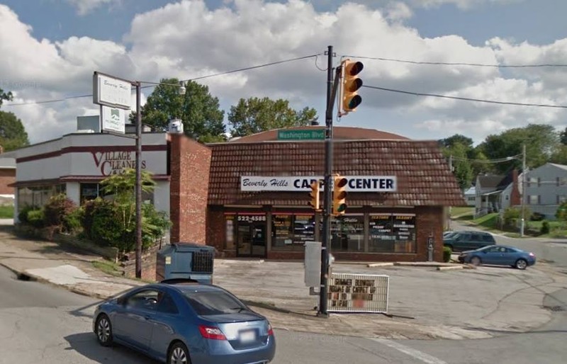 A carpet store that once occupied the former theater 