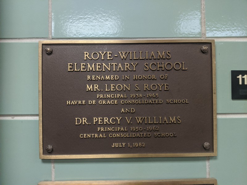 Plaque in dedication to Roye and Williams.