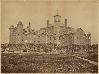 This is a view of the second Almshouse, located on Deer Island. Photo courtesy of Flickr. 
