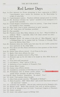 Bitter Root High School Yearbook listing Jeannette Rankin's Visit as a "Red Letter Day"