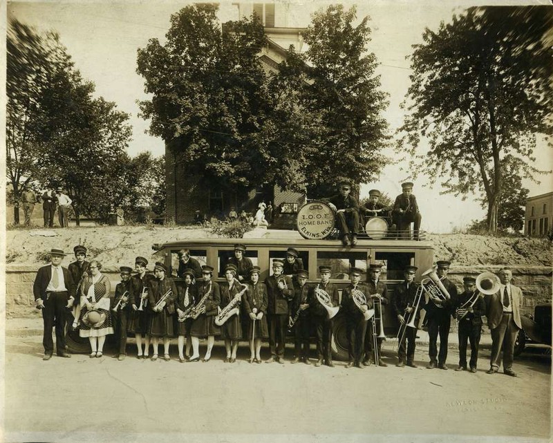 The Elkins Odd Fellows Marching Band, circa 1923. Exact location of the marching band is unknown. 