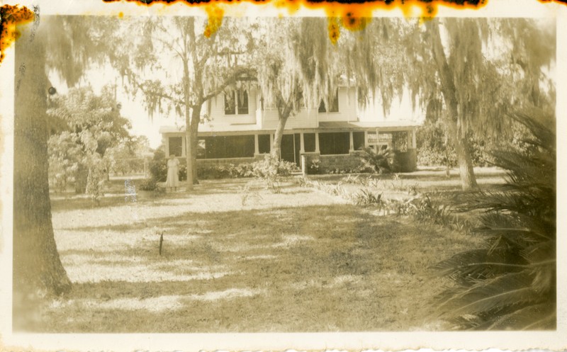 Mrs. Mayes in front of the Walsingham House, Largo, Florida, 1949. 