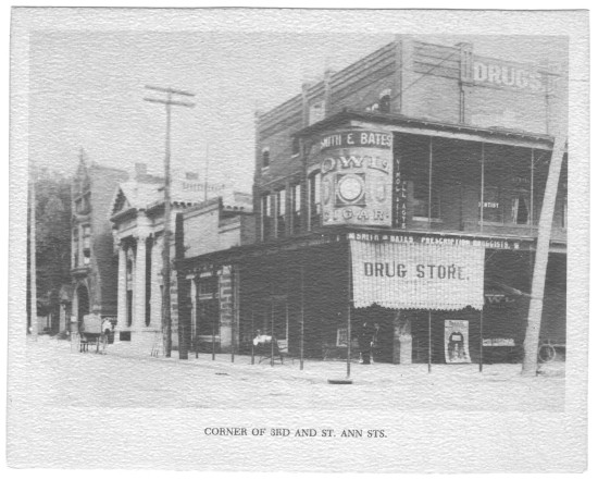 Photo of the corner of Third and St. Ann streets. Central Trust Company building can be seen in the background.