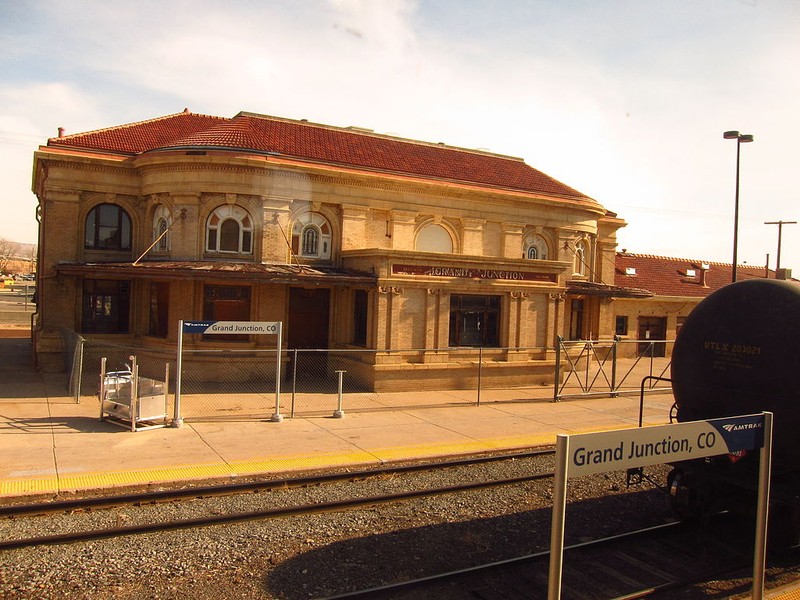 2012 photograph of railroad tracks-facing side of D&RGW depot (Egaowakaii)