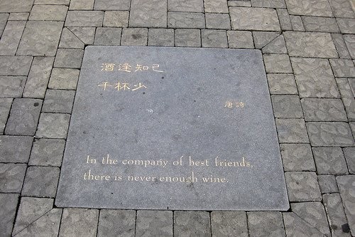 One of the many Chinese inscriptions featured along the pathway of the alley