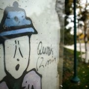 A side view of the portion of the Berlin Wall.