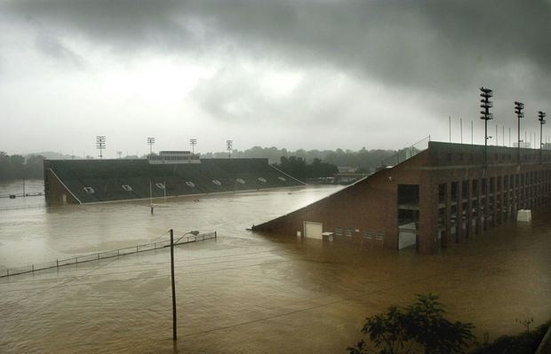 flooding of the Roanoke River ultimately led to the demolition of the stadium