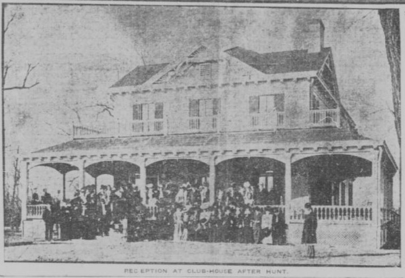 1907 local newspaper photo of post-foxhunt reception at Deep Run Hunt Club Rosedale Lodge