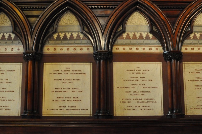 Panels of dead Union soldiers in the Memorial Transept