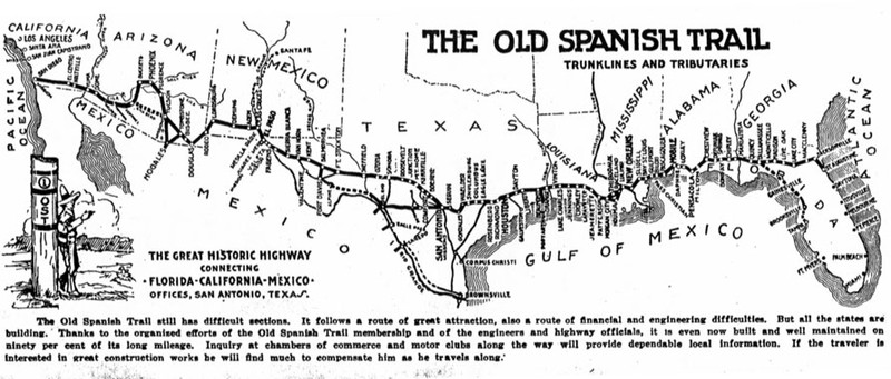 Old Spanish Trail strip map. Credit: Texas Transportation Museum