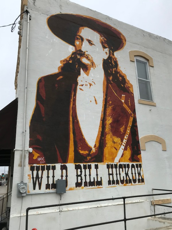 Mural of Hickok on the side of a building on Buckeye Ave. near Cottage Ave. 