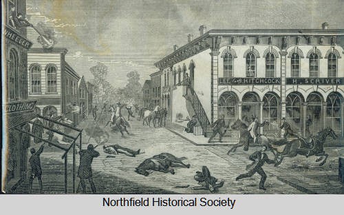 Artistic interpretation of Northfield Bank Raid, unknown artist