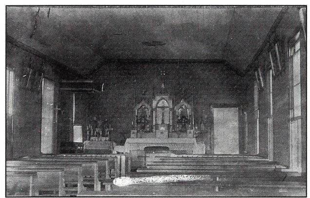 Monastery chapel used before construction of the Basilica, built in 1877. Source: Fr. Paschal Baumstein, Blessings in the Years to Come (1997). 