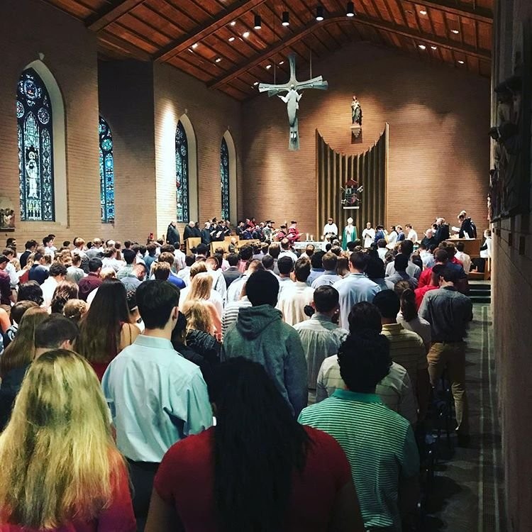 Matriculation ceremony for new students at Belmont Abbey College, 2018.