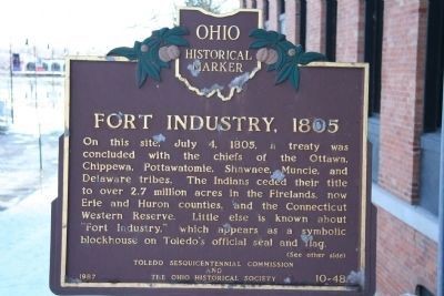 A historical marker with information about the Treaty of Fort Industry. Photo by Dale K. Bennington.