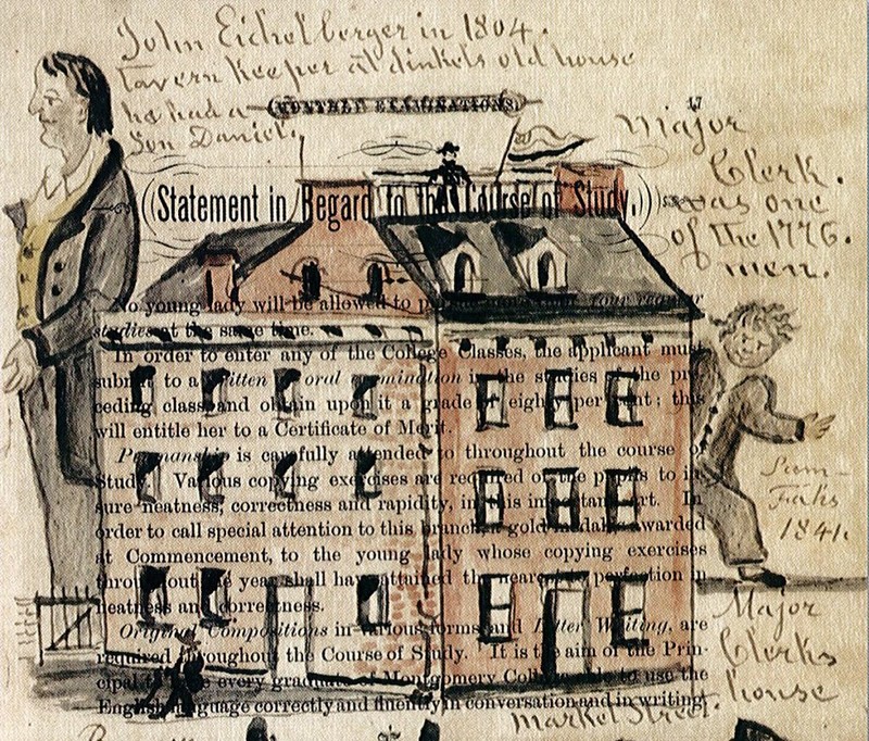 Sketch of Clark’s house by nineteenth-century folk artist Lewis Miller.