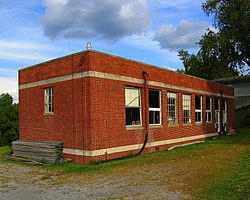 The rear of the building.