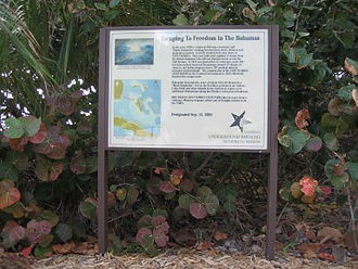 Network to Freedom Trail sign commemorating hundreds of Black Seminoles who escaped from Cape Florida in the early 1820s to the Bahamas.