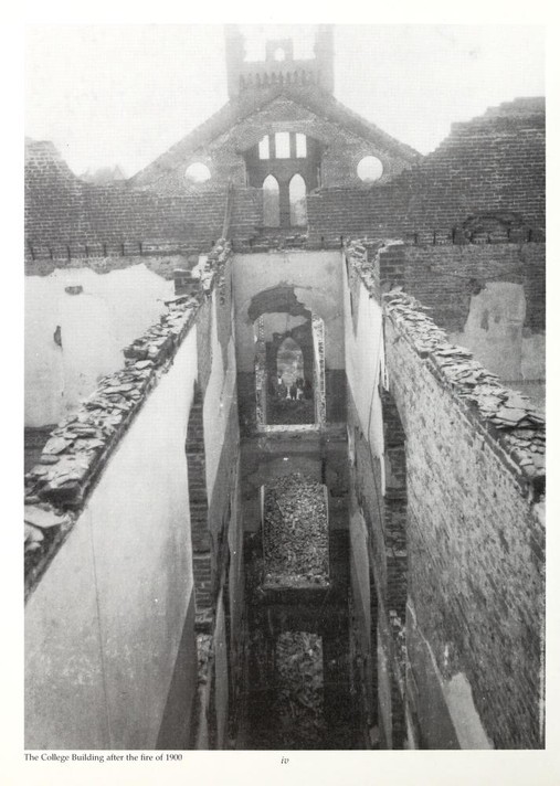 Interior of Stowe Hall following the fire of 1900.