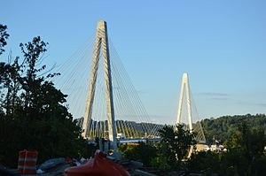 The Memorial bridge still under construction before opening.