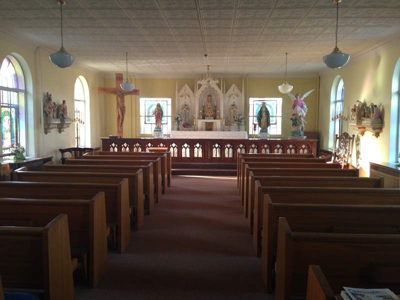 The chapel inside one of the stone additions to the building