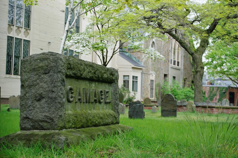 The Old Burying Ground in Cambridge is located on the property of First Parish Church.