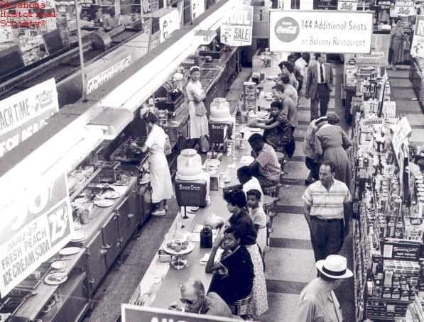 The sit-in began on August 28, 1958, at Katz Drug Store in Oklahoma City and ended when the store manager agreed to serve all patrons at the counter.  