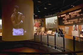 More exhibits of Muhammad Ali, showing the big projector that displays key Muhammad Ali fights.