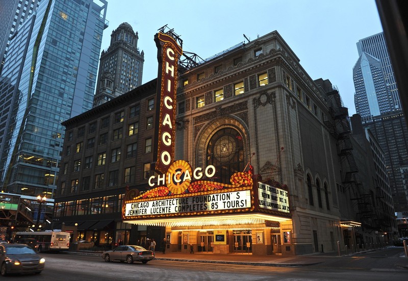 Chicago Theatre facade and marquee