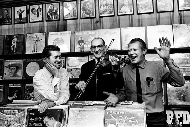 Roy Acuff, Pete Kirby, and Fiddlin' Sid Harkreader at the Ernest Tubb Record Shop, October 20, 1965