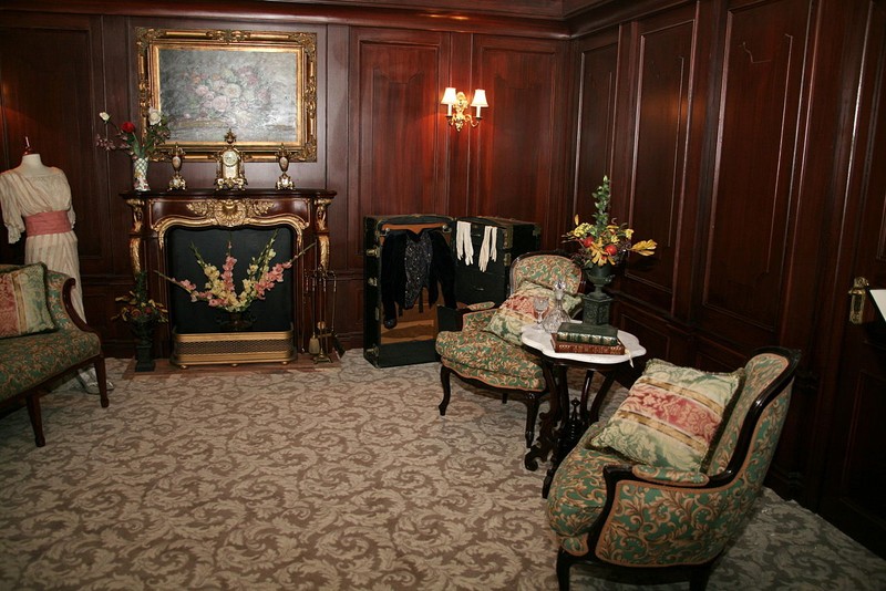 First-class passengers enjoyed nice rooms like this recreated one.