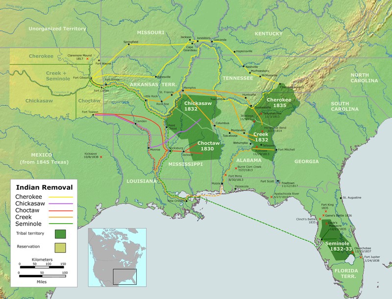 The Trail of Tears was a series of forced marches. Many died as they journeyed west. Photo: Wikimedia Commons