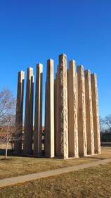 The 25 pillars stand tall in downtown Columbus, IN